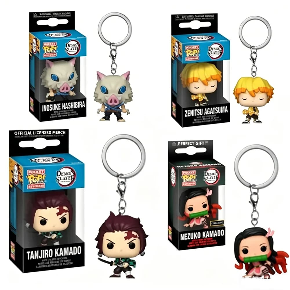 FUNKO POP Demon Slayer Nezuko Kamado Zenistu Agatsuma Tanjiro Inosuke Hashibira Pocket Pop Portachiavi Collezione Modellini Giocattolo