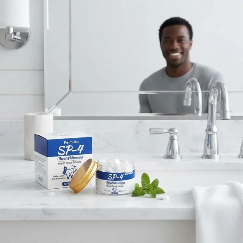 Whitening powder for teeth with Feimuko SP-4 Hydroxypatite, for sensitive teeth, remineralizing, Fresh mint, Cooling breath, Fast Plaque Cleaning
