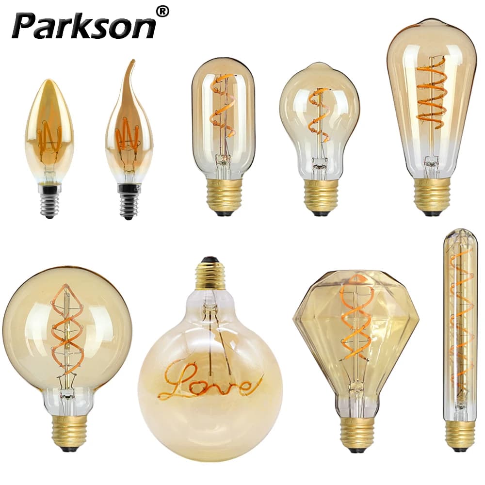 Retro Edison E27 E14 HA CONDOTTO LA Lampadina 220V Diamond Love ST64 A60 G80 G95 G125 T185 Lampada Della Lampadina In Vetro Dell'annata Per La Decorazione Della Casa illuminazione
