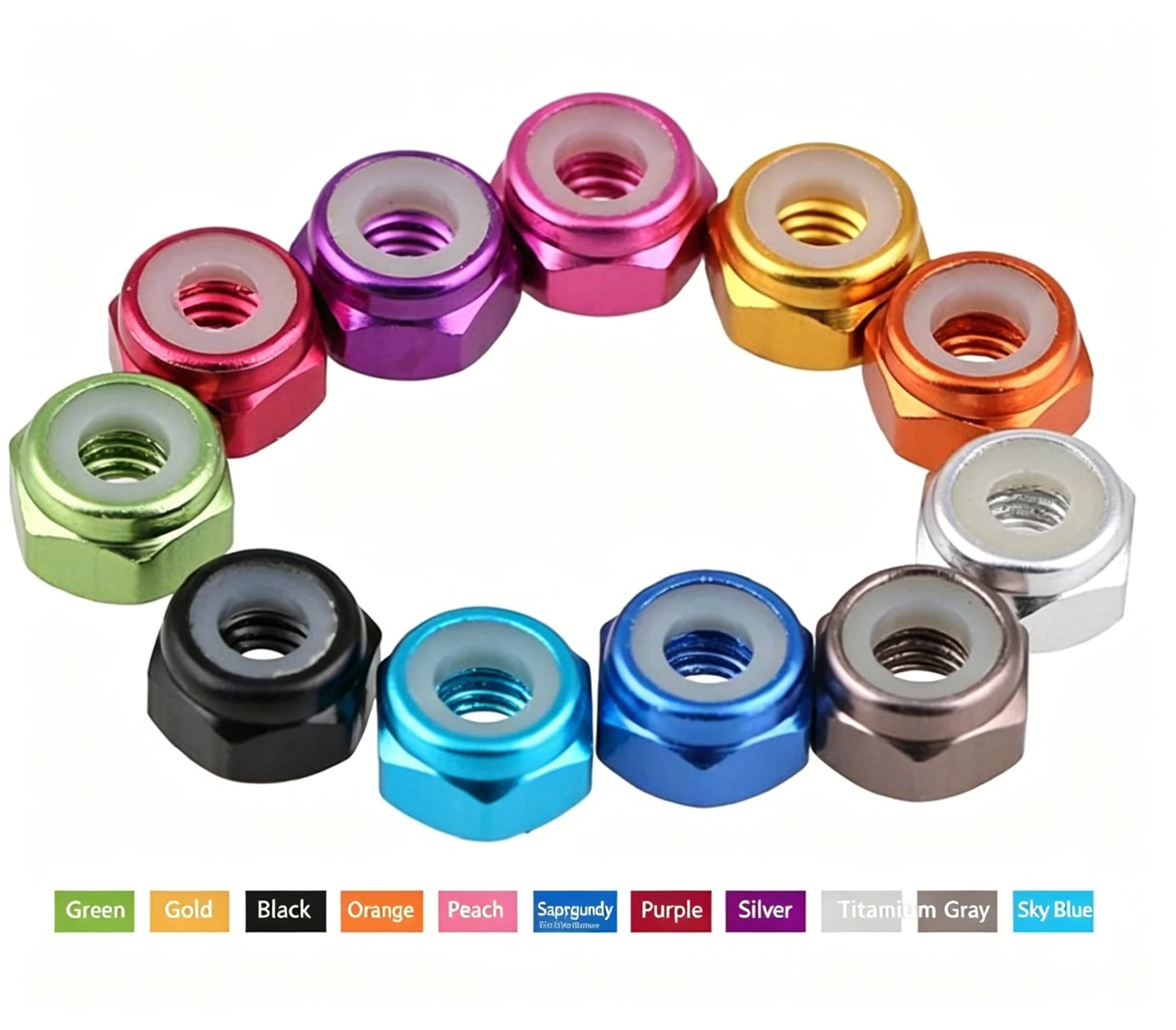 Accessori Mini 4WD M2 Dadi Autobloccanti in Lega di Alluminio Antiscivolo Colorati 10pz Parti di Aggiornamento