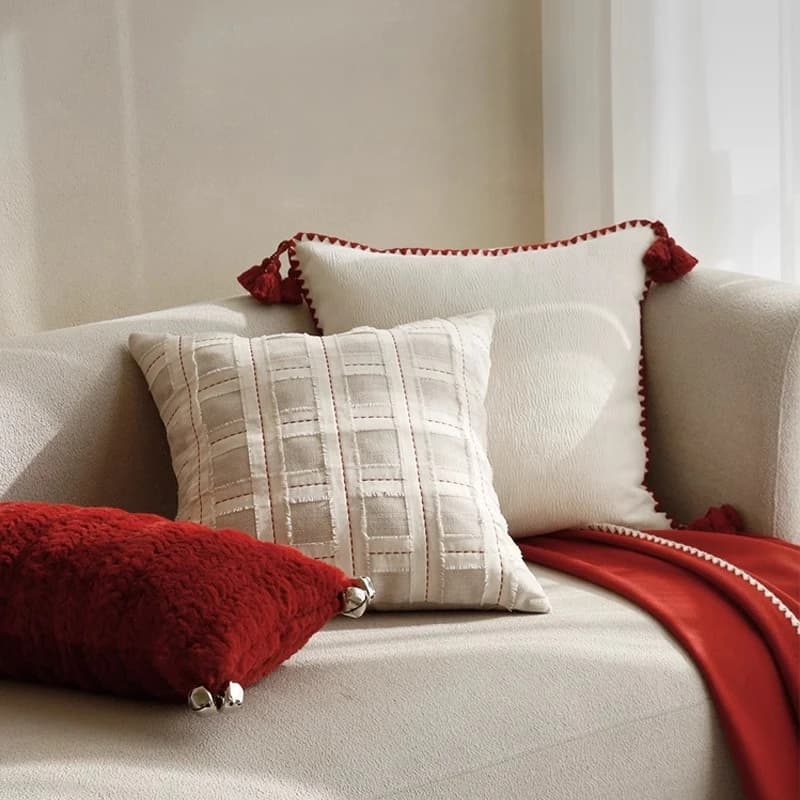 Cuscino moderno rosso vellutato, cuscino per divano lavabile delicato sulla pelle, cuscino lombare accogliente per la camera da letto, decorazioni per la casa per matrimoni festivi