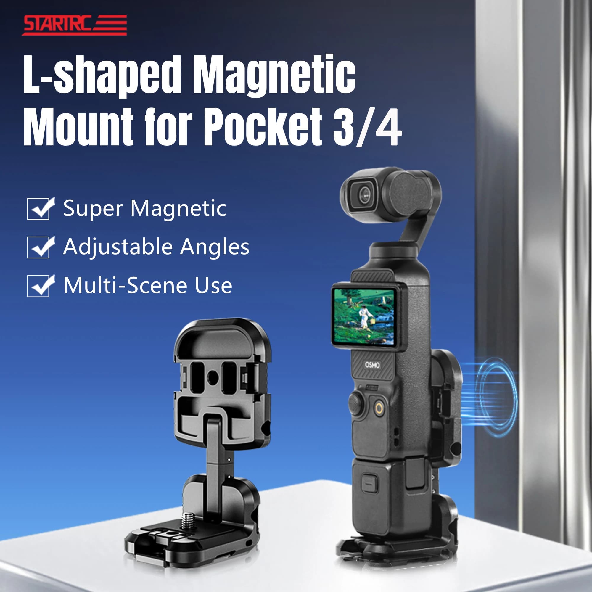 Base Adattatore Magnetica per DJI Osmo Pocket 3/4, Supporto di Espansione per Fotocamera, Base da Tavolo per Riprese Video Vlgo, Accessori