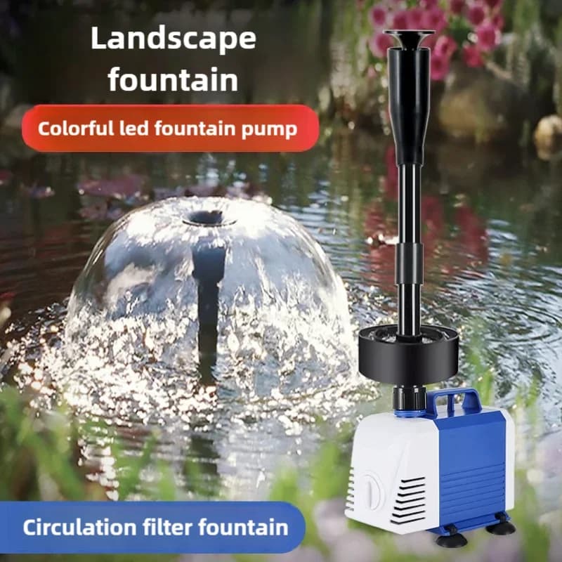 110V 220V Fish pond fountain pump Small LED lamp Fountain water pump Fish tank landscape circulation filter pump oxygen increase