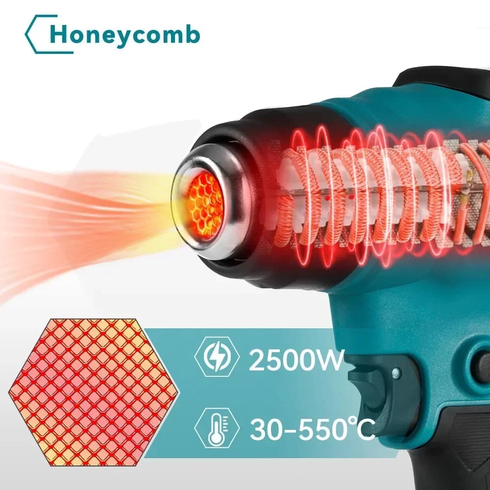21VC Pistola termica senza fili Strumento di avvolgimento termoretraibile Essiccatore ad aria calda con display a LED Ventilatore termico per saldatura per riparazioni elettroniche in PVC PVC