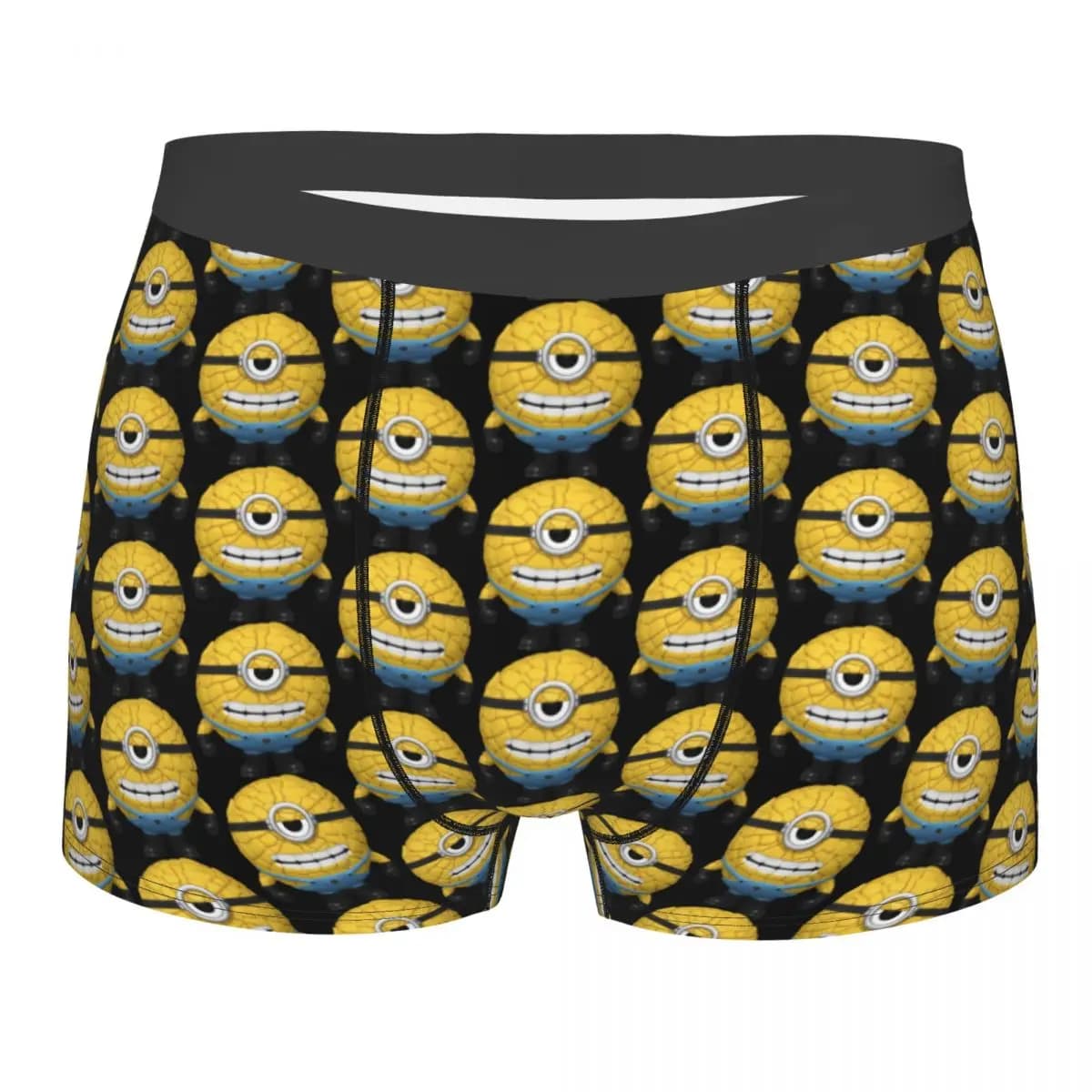 Custom boxer with 3D print of M-Minions anime characters for man, breathable briefs.