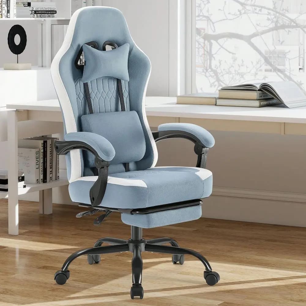 Sedia da gaming OLIXIS per computer, sedia da scrivania ergonomica con schienale alto, poggiapiedi e supporto lombare, sedia da lavoro regolabile in altezza con