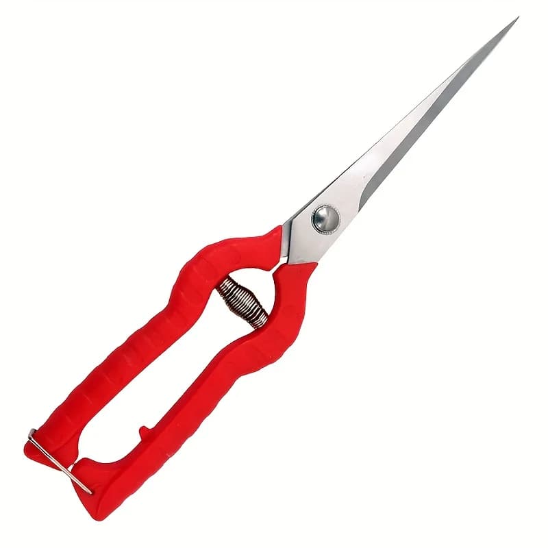 Professional 1-piece garden pruning shears with ergonomic red handle – Durable stainless steel straight blades for roses