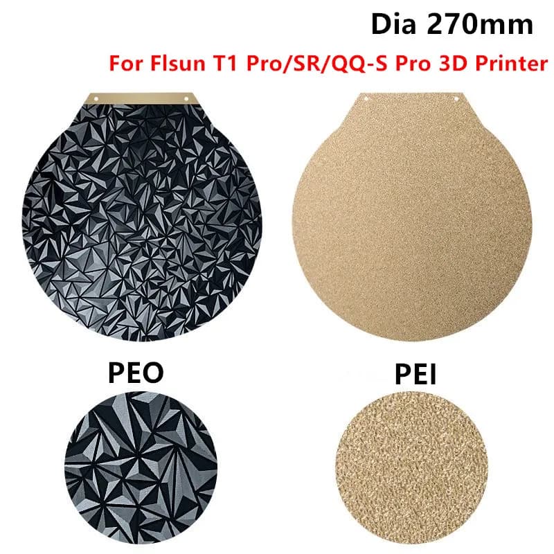 PEI print plate updated for T1 Pro/T1/SR/QQ-S Pro, 270mm round, PEO PEI harmonic steel, for heated 3D printer bed Flsun