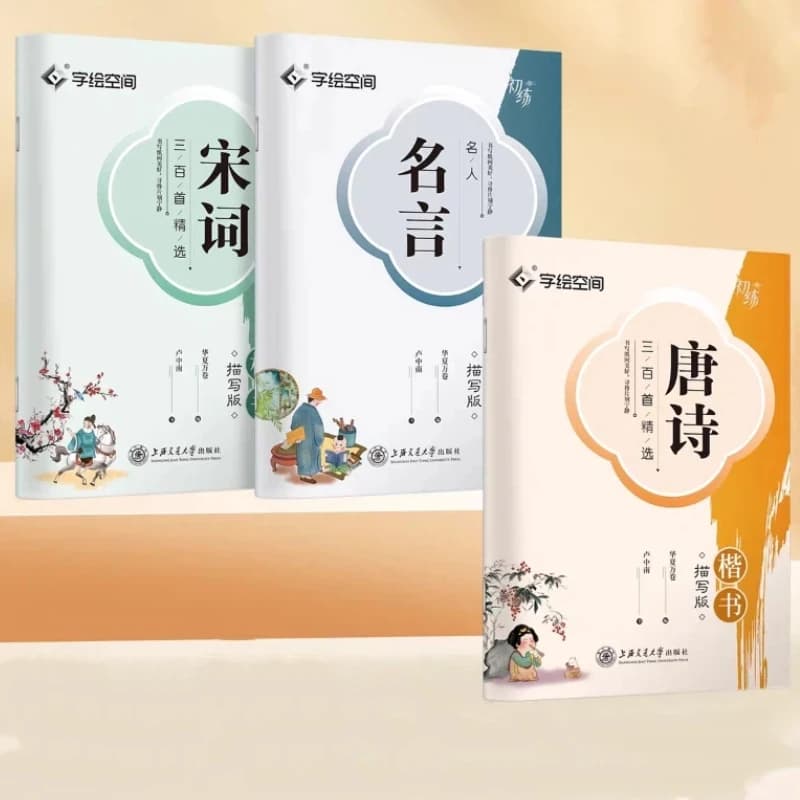 Hard Pen Practice Copybook Set Chinese Classics Calligraphy Collection Regular Script Writing Pen Control Training for Beginners