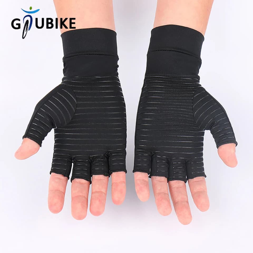 Guanti a mezze dita GTUBIKE per artrite e compressione, per uomo e donna, morbidi e resistenti, con supporto per il polso, adatti per l'uso quotidiano con touchscreen.