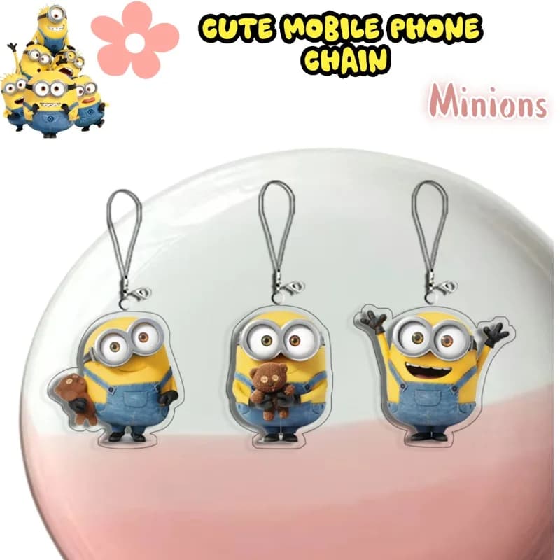 Ciondolo Decorativo per Zaino a Forma di Mini Minions Cartone Animato, Personalizzato, Creativo, Anime, di Grande Bellezza, per Studenti, con Portapenne e Catena per Cellulare