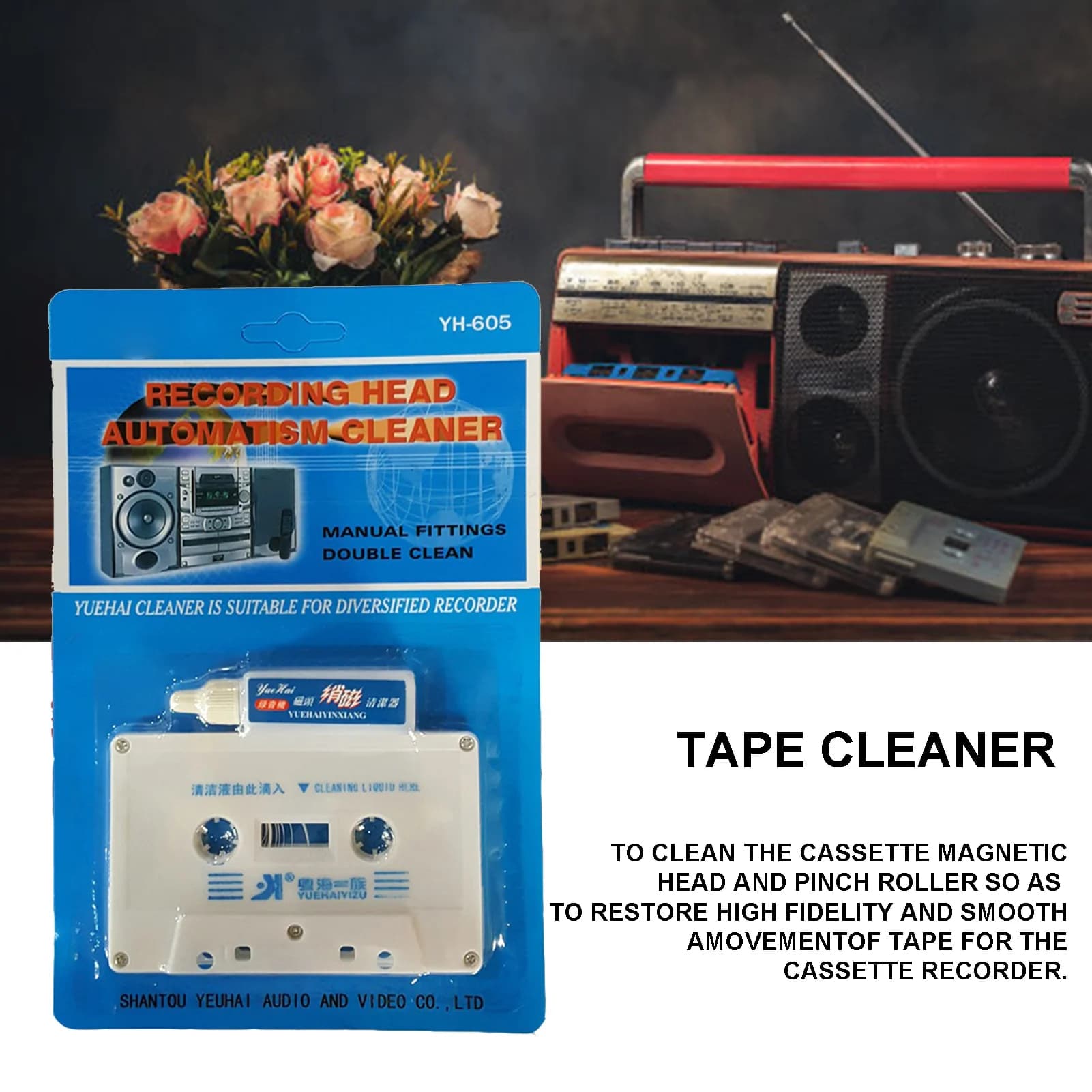 Kit di Pulizia e Smagnetizzazione per Testine di Cassette, Prodotti per la Manutenzione di Lettori di Nastri Domestici e Registratori