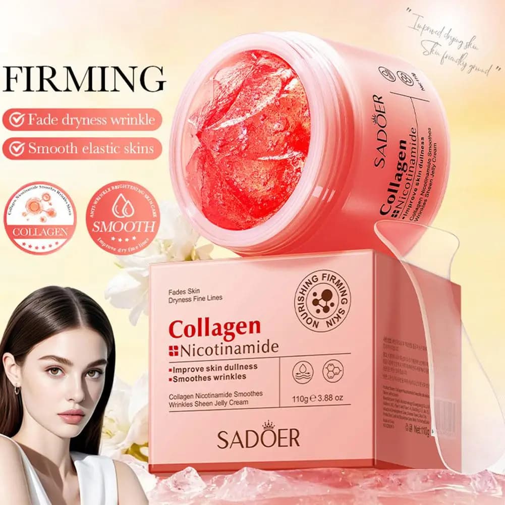 SADOER Collagen Nicotinamide Jelly Cream Soften Skin Hydrating Facial Cream Improve Dull Skin Smoothing Face Moisturizer