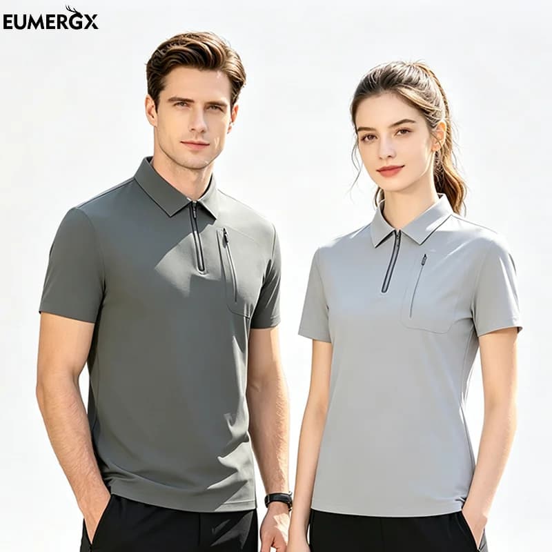EUMERGX Polo da Golf Unisex ad Asciugatura Rapida, Leggera ed Elastica, per Escursionismo, Campeggio, Alpinismo e Corsa