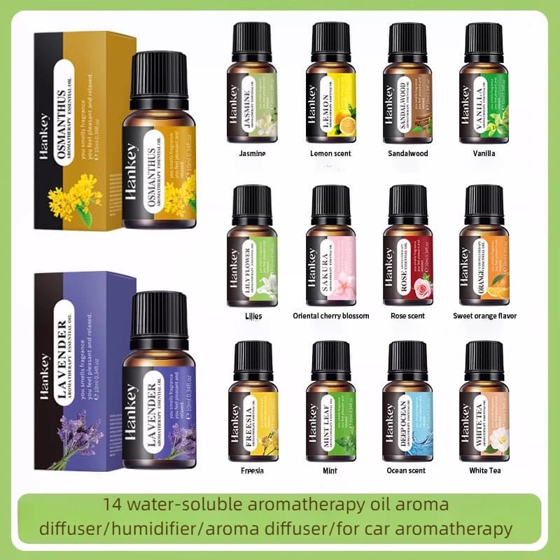 14 Aromi Oli Essenziali da 10ml per Diffusore di Aromi Umidificatore d'Aria Oli Idrosolubili per Casa Vaniglia Rosa Lavanda Arancia Limone