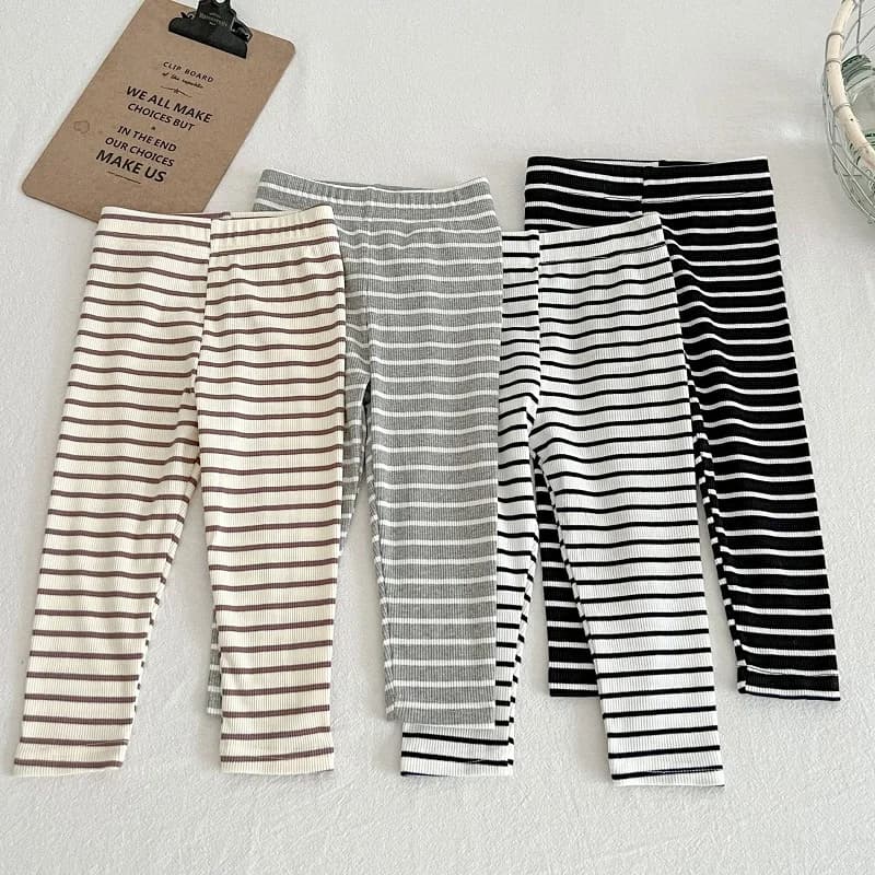 Baby Clothes 0-6 Year Old Children's Pants Striped Cotton Girls Solid Color Leggings Casual Striped Thin New Boys Elastic Pants