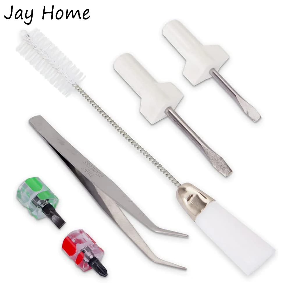 Kit di pulizia per macchina da cucire 6 pezzi Mini set di cacciaviti da cucire e Kit di strumenti di riparazione per spazzole e pinzette a doppia testa per macchina da cucire