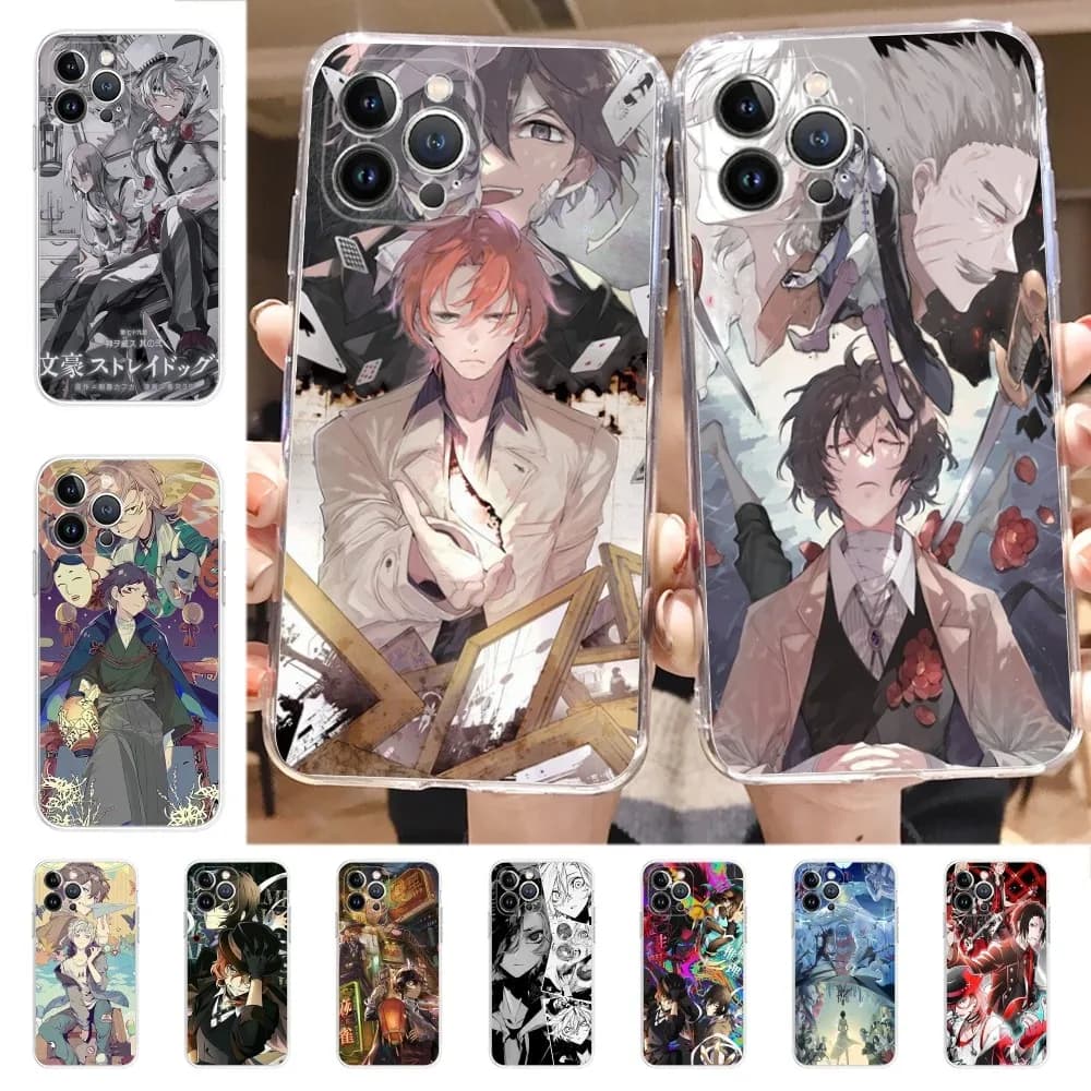 Custodia per telefono Bungo Stray Dogs per iPhone 16 15 8 7 6 6S Plus X SE XR XS 14 11 12 13 Mini Pro Max Custodia per cellulare