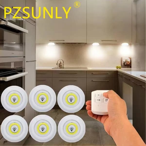 Luce LED sotto l'armadio Telecomando senza fili Dimmerabile Armadio Casa Camera da letto Cucina Armadio Luce 3W Luce notturna super luminosa