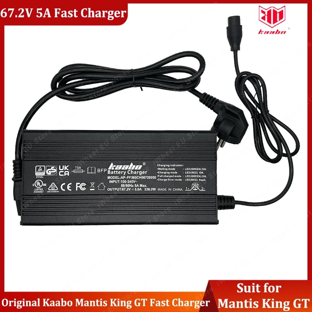 Caricabatterie Rapido Originale Kaabo Mantis King GT 67.2V 5A, Accessori Ufficiali per Monopattino Elettrico Kaabo Mantis King GT