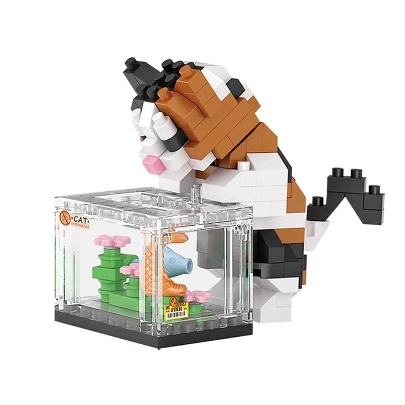 NUOVO Kit di Costruzioni con Animali Carini, Gatti e Acquari, Mattoncini per Bambine, Modellini Giocattolo per Bambini