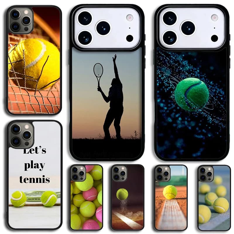 Tennis Balls RUBBER Phone Case For iPhone 14 Pro Max 15 13 12 16 17 Pro 11 Shockproof Silicone Cover Decor