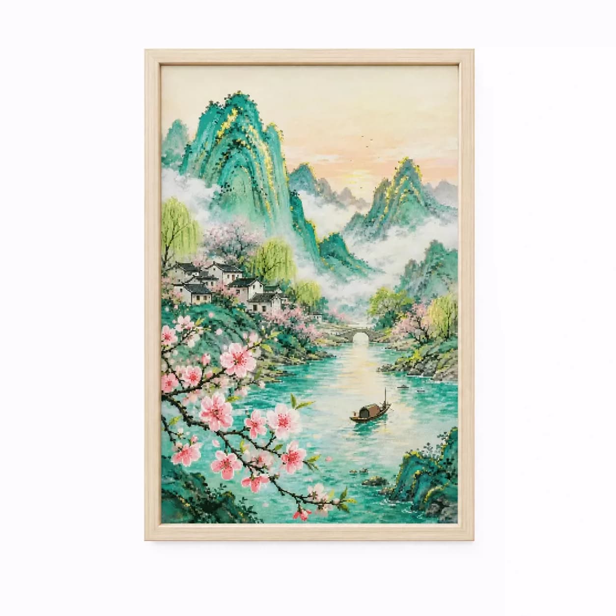 ZZ9124- Peach Blossom 14CT 16CT 18CT Stamped Cross Stitch DIY Set Pattern Kit Needlework Embroidery 116 Colors