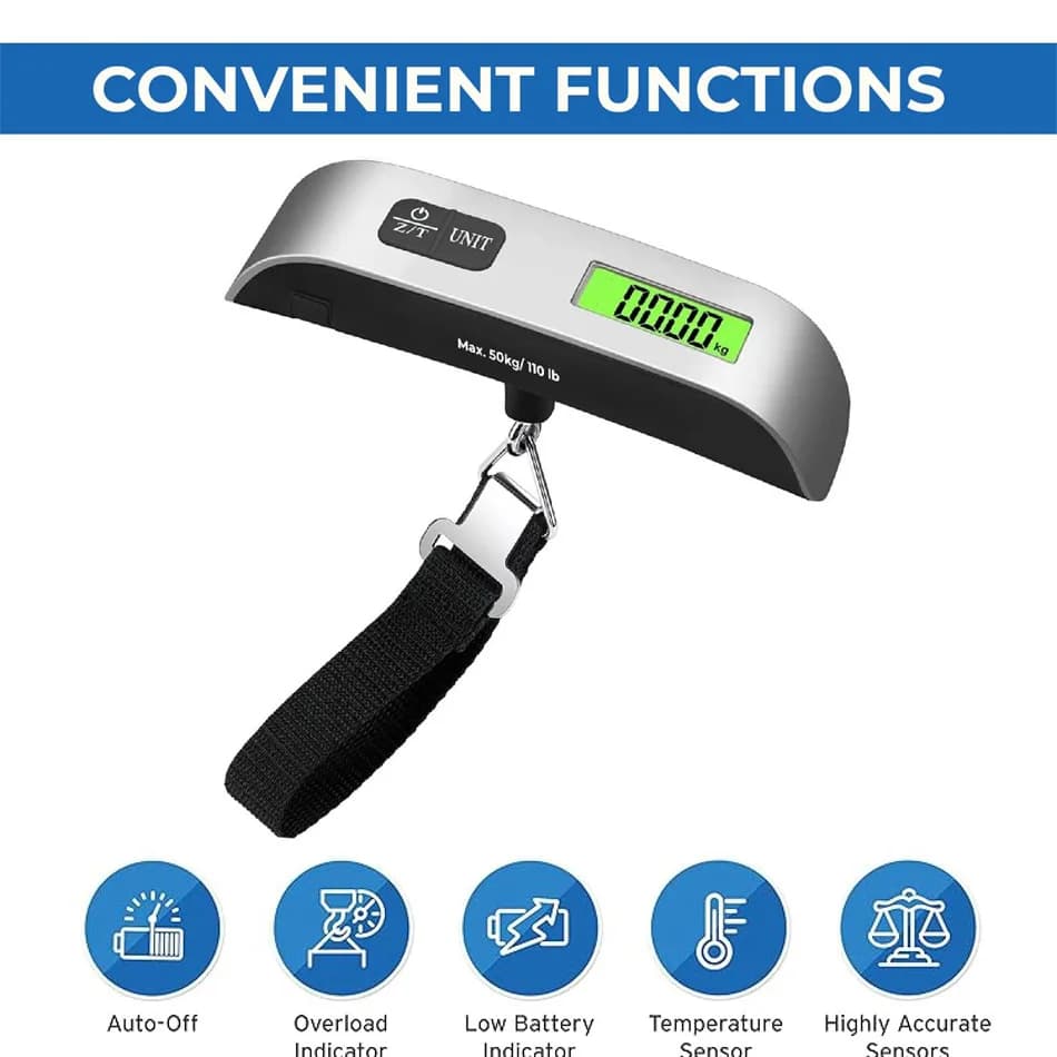 Bilancia elettronica portatile per bagagli Bilancia per bagagli da viaggio a casa con manico resistente da 50 kg