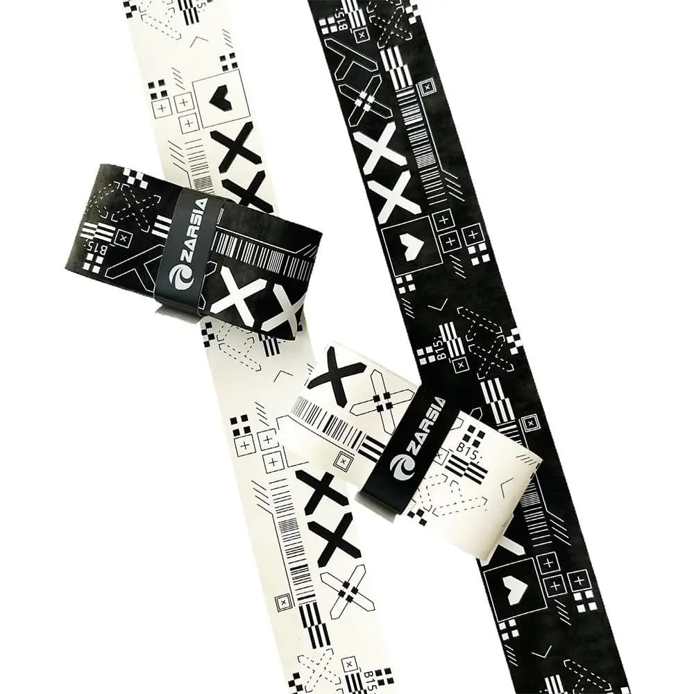 Overgrip per Racchette da Badminton e Tennis, Nero e Bianco, Autoadesivo, Antiscivolo, Assorbente, con Stampa, Opaco, Antiurto