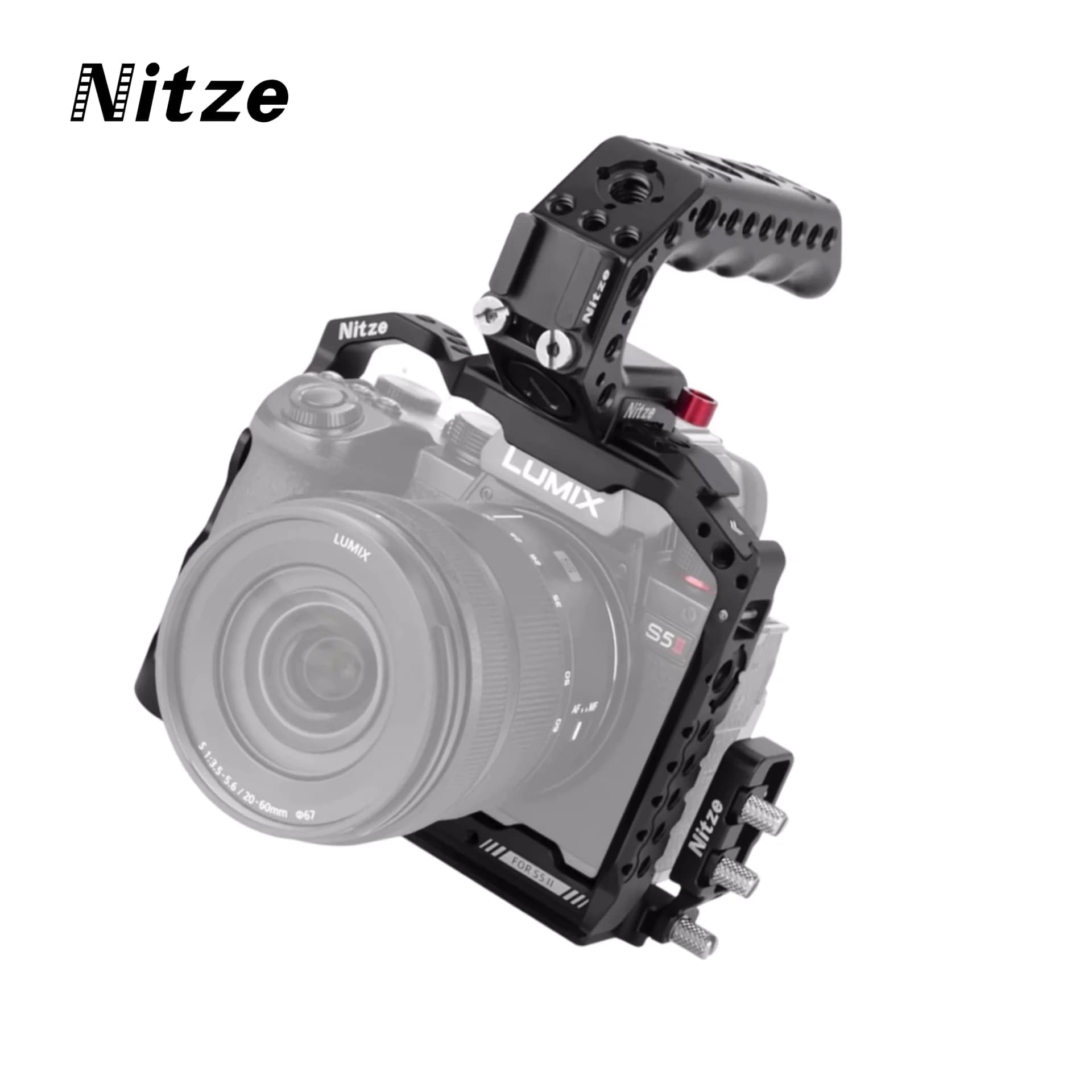 Nitze Camera Kit for Panasonic LUMIX S5 II with NATO Grip, HDMI/USB-C Cable Clamp and Integrated Arca QR Plate
