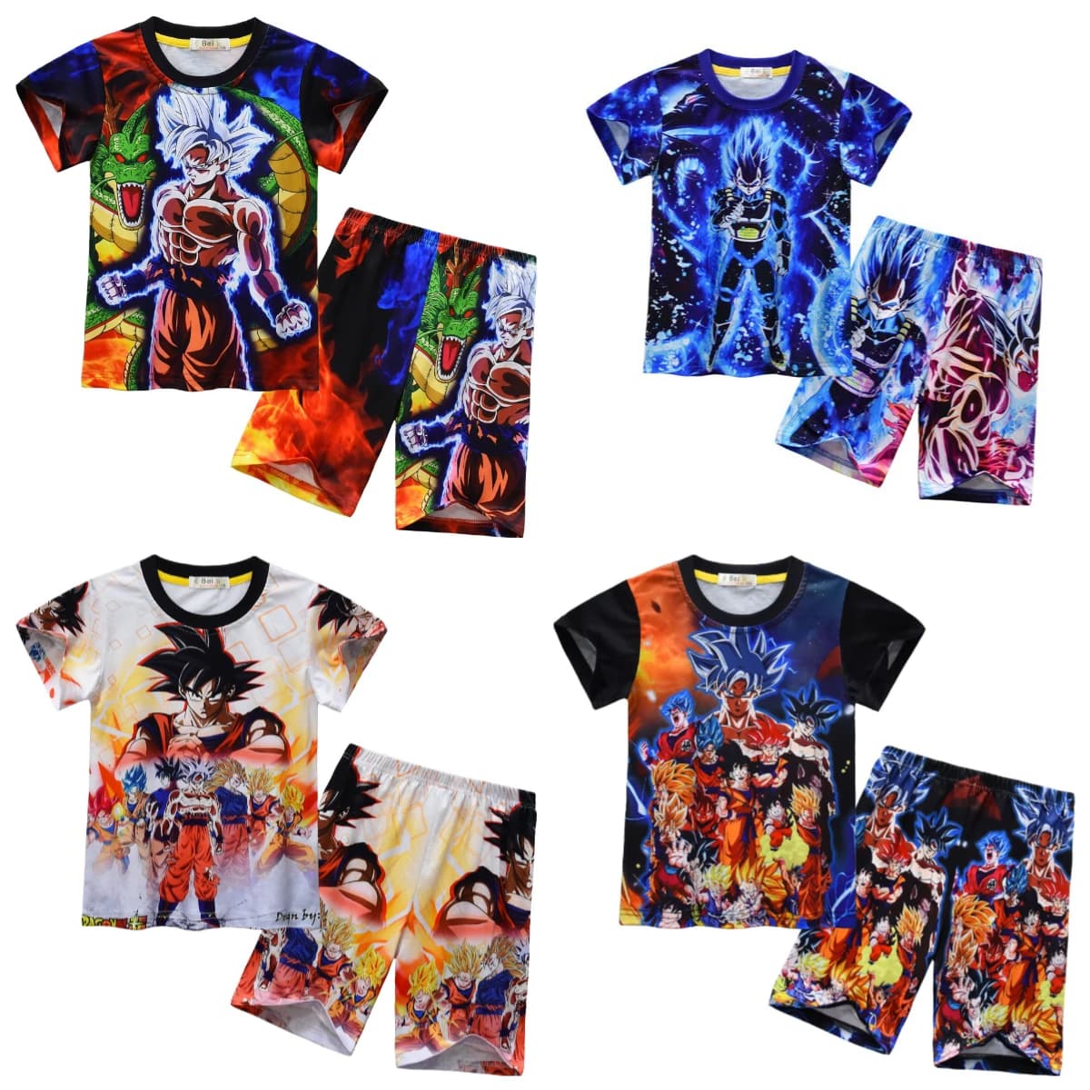 Adult and Children Dragon Ball Fans Rejoice! Goku / Vegeta 3D Printed Short-sleeve Set, Transform Into Super Saiyan