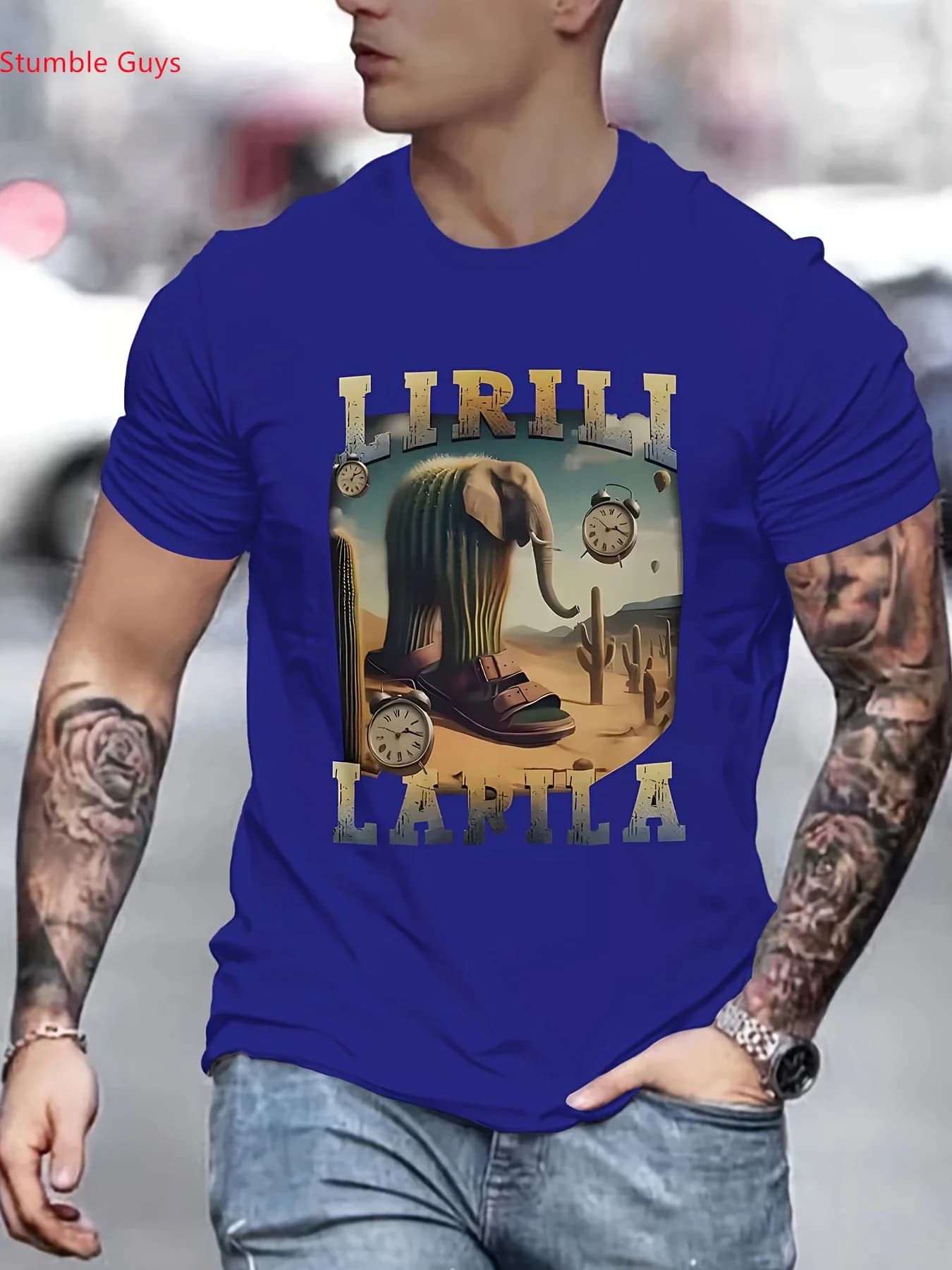 Men's Fashion Short Sleeve Sports T-Shirt Summer Casual Quick Dry Breathable Printed Jersey Tops