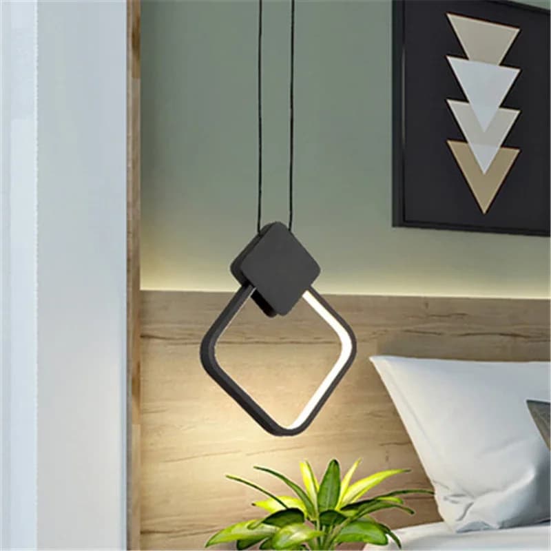 SANDYHA Creativo Anello Quadrato In Alluminio Lampada A Sospensione A LED Lampadario Moderno Per Camera Da Letto Soggiorno Cucina Decorazione Della Casa