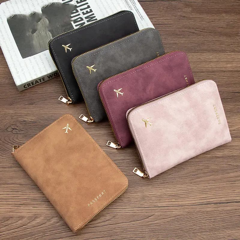 Multi functional advanced portable RFID anti-theft brush passport bag travel ticket document card storage zipper passport cover