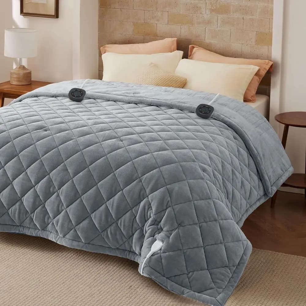 Coperta Elettrica Queen Size - Coperta Riscaldata Ponderata con Doppio Controllo, 10 Impostazioni di Calore e 10 Impostazioni di Timer
