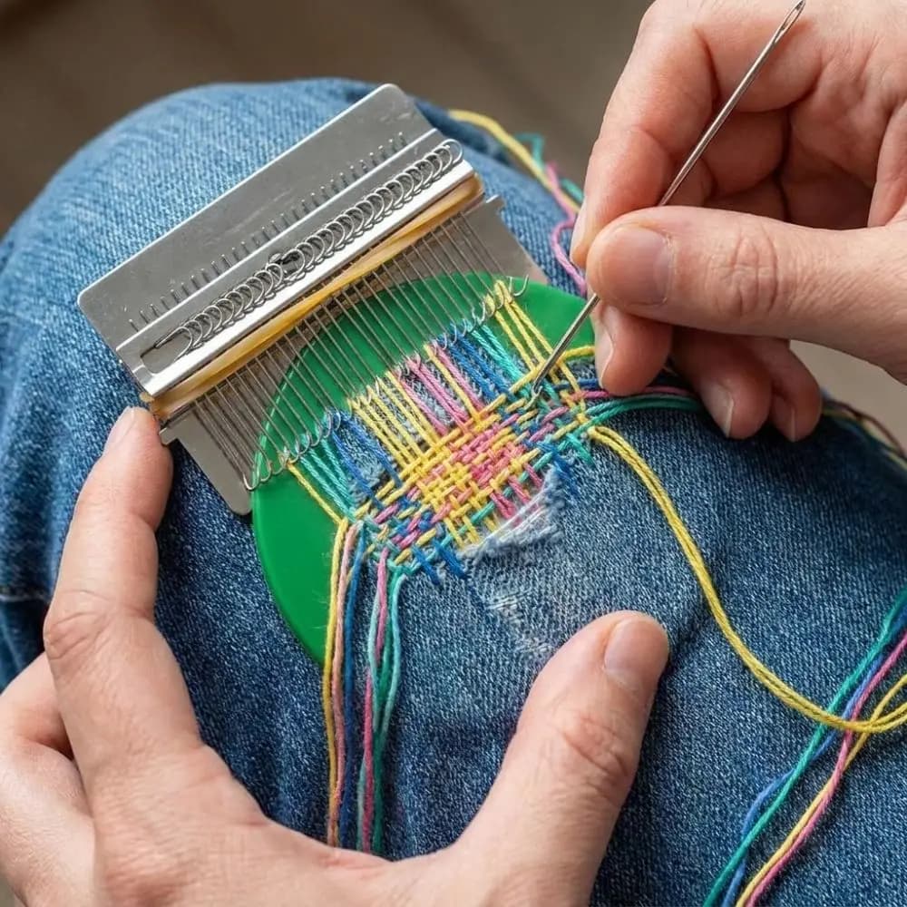 14 Needle Mini Loom Machine Quick Repair Beautiful Stitching Hand Weaving Tool Kit Wood Board Handmade DIY Mending Device Kit
