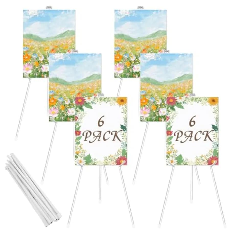 Set di 6 Cavalletti Bianchi per Insegne, Cavalletti Pieghevoli da 63 Pollici per Esposizione, Cavalletti Portatili a Treppiede, Cavalletti in Metallo Regolabili per Matrimoni