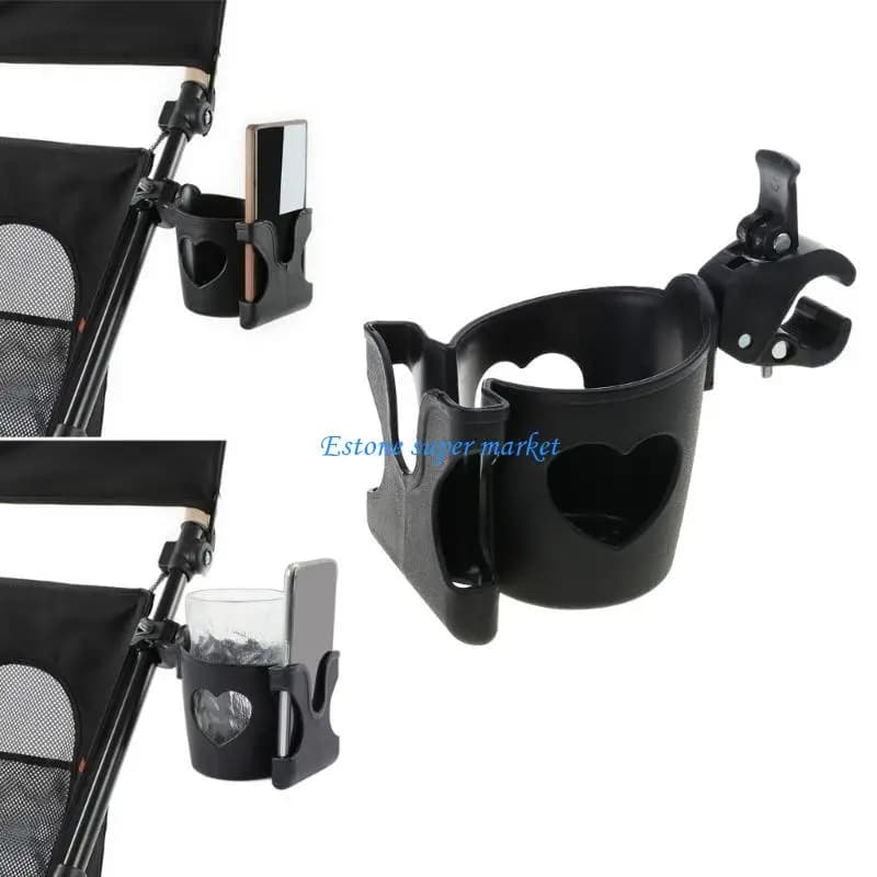 090B Comodo supporto per tazza e telefono per passeggino Supporto per bevande per carrozzina Accessori per passeggino facili da