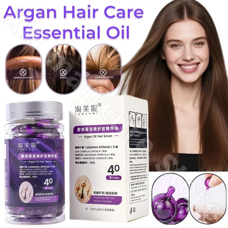 Versione aggiornata del 3% marocchino per la cura dei capelli, olio essenziale, capsula morbida, riparazione, nutrizione e migliora l'effetto crespo, 40 g