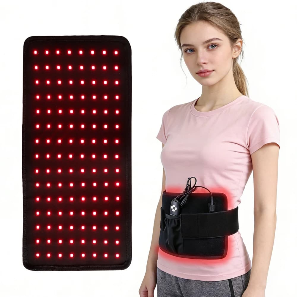 Cintura Massaggiante per la Vita con 120 LED a Luce Rossa 850nm 660nm, Fototerapia, Compressione Calda, Rilassamento, Sollievo dal Dolore alla Schiena, Modellamento del Corpo, Perdita di Peso