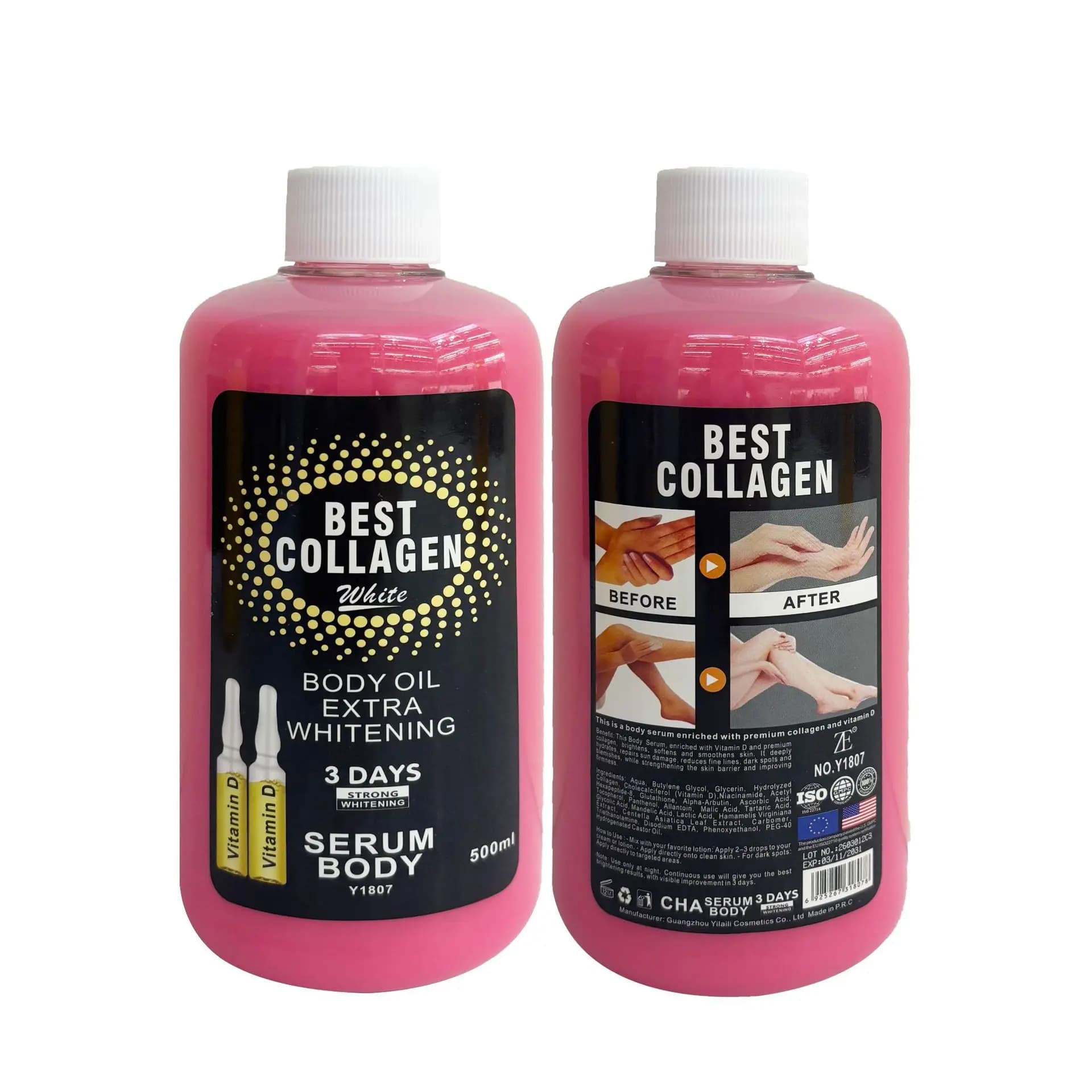Crema Corpo al Collagene Sbiancante 500ml, Nutrimento Profondo, Idratante, Riparatore per Pelle Ruvida, Cura Completa della Pelle, Siero Corpo