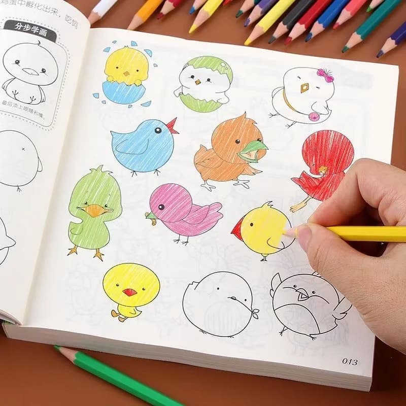 10000 Examples Simple Stick Figure Drawing Book, Kids Coloring Book for Beginners, Art Learning Sketching Tutorial