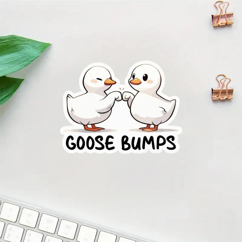 1/3/5pcsHAILUREY Cute Goose Stickers - Waterproof & Scratch-Resistant Decals with Adorable Goose Design, Durable Paper for Laptops, Water Bottles, Cars, Luggage, Skateboards - Perfect For Teens, Adults, Creative Decor & Gifting, Laptop Decoration