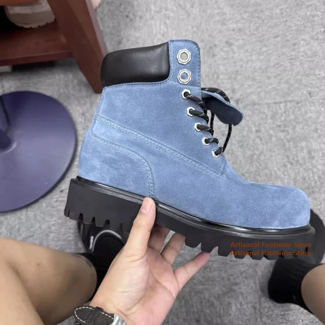 Stivali da uomo color caramello Stivali da trekking da esterno alla moda alti con lacci Stivali da uomo di design di lusso fatti a mano con altezza maggiorata
