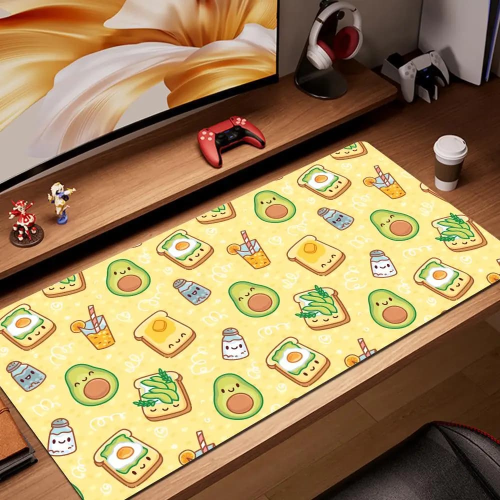Tappetino per mouse HYBXAXC, grande, personalizzato, HD, per computer, tastiera, estetica avocado, frutta, per gamer, in gomma naturale, morbido, per ufficio