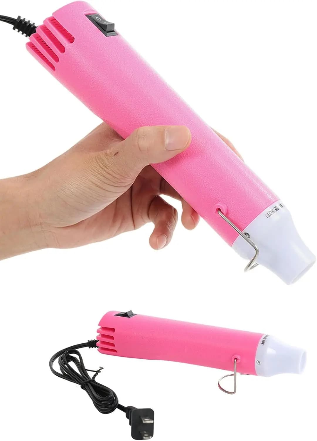 Pistola Termica Rosa da 300W per Artigianato, 110V, Cavo da 1m, Supporto Incluso, per Goffratura Fai-da-te e Termoretrazione
