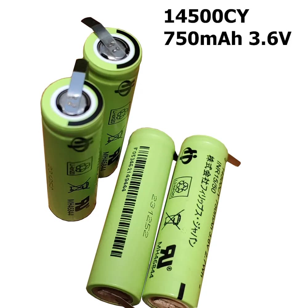 14500CY Battery 3.6V 750mAh ICR14500 AA Rechargeable Lithium Batteries with Welding Nickel for Microphone Torch Cells
