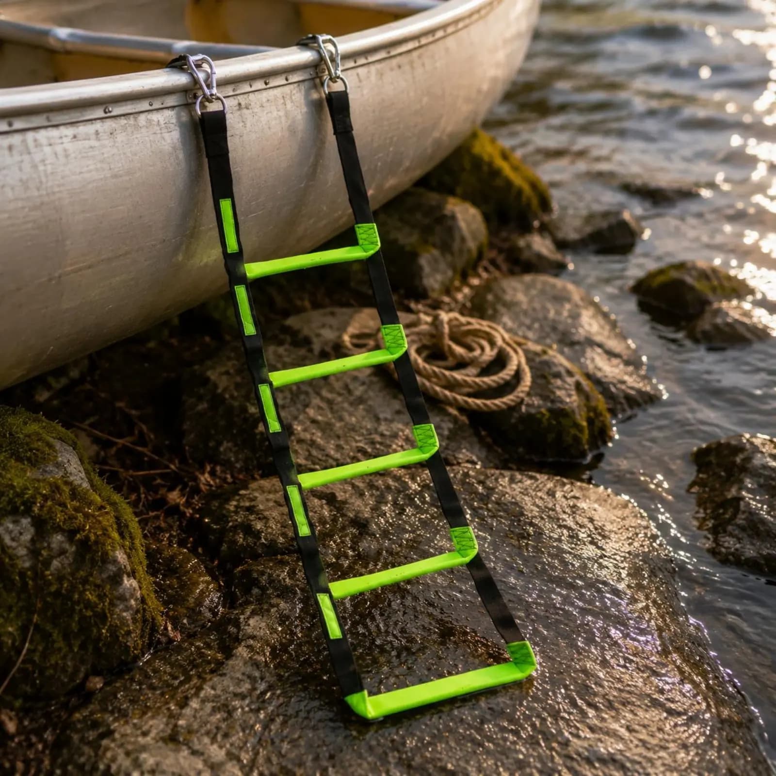 Boat Rope Ladder Reinforced Stitched Foldable Rope Ladder Marine Hardware Compact Water Equipment Carry Bag for Watercraft Use