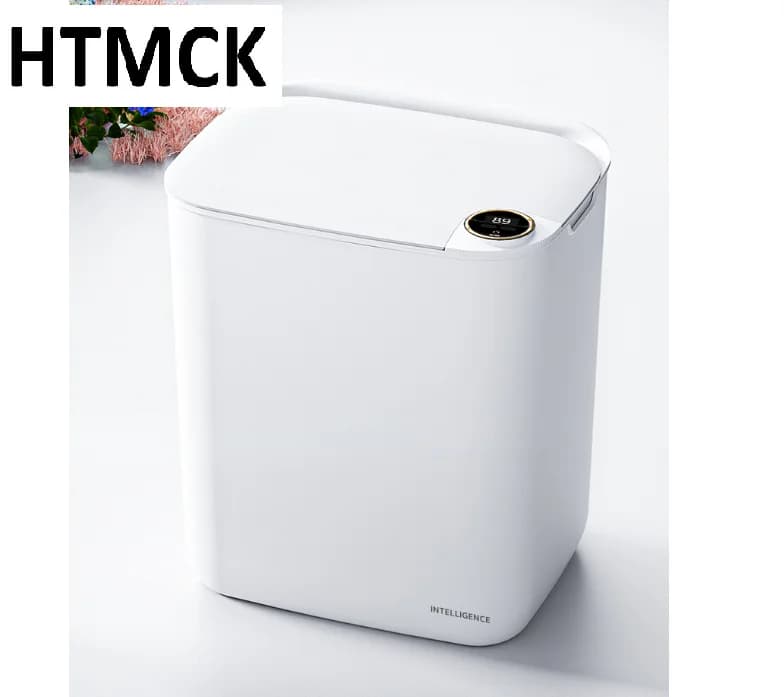 Cestino Intelligente con Sensore - Pattumiera Automatica con Schermo e Ricarica Type-C, Adatto per Bagno/Cucina/Toilette, Pattumiera Smart per Casa
