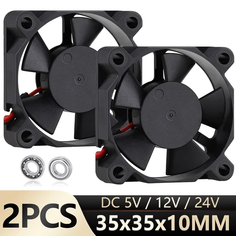 2PCS Gdstime 5V 12V 24V 35mm 35x35x10mm 3510 Ventola di raffreddamento 2PIN Dispositivo di raffreddamento PC Computer portatile Raffreddamento Manicotto di raffreddamento/Cuscinetto a sfera